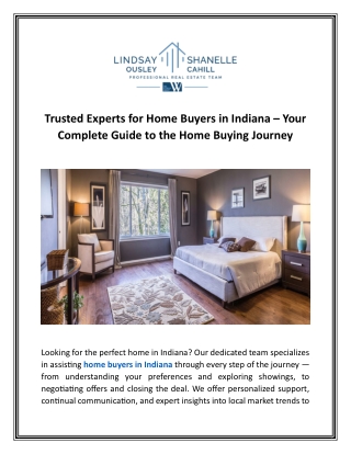 Trusted Experts for Home Buyers in Indiana – Your Complete Guide to the Home Buying Journey