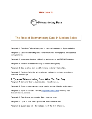 The Role of Telemarketing Data in Modern Sales