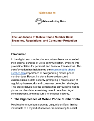 The Landscape of Mobile Phone Number Data_ Breaches, Regulations, and Consumer Protection