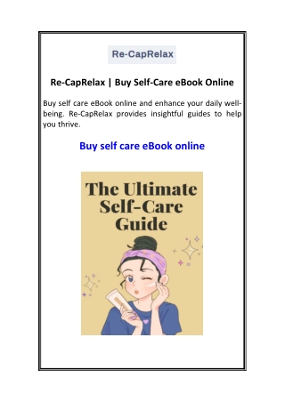 Re-CapRelax  Buy Self-Care eBook Online