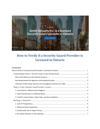How to Verify if a Security Guard Provider is Licensed in Ontario