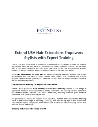 Extend USA Hair Extensions Empowers Stylists with Expert Training