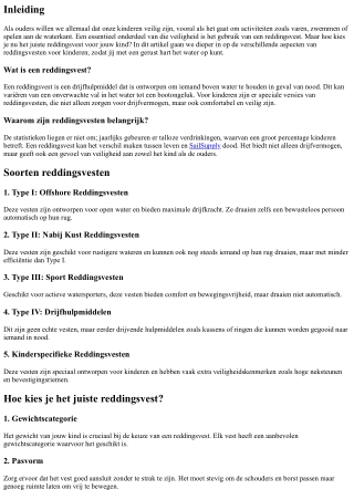 Reddingsvesten voor kinderen: Veiligheid op het water