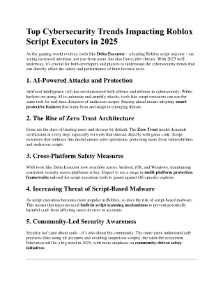 Top Cybersecurity Trends Impacting Roblox Script Executors in 2025