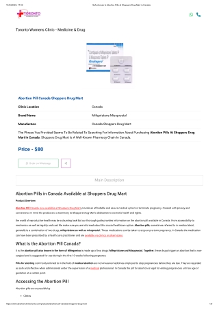 Abortion Pill Canada Shoppers Drug Mart