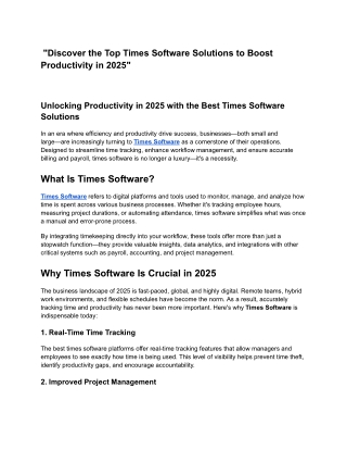 "Discover the Top Times Software Solutions to Boost Productivity in 2025"