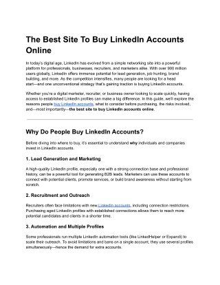 The Best Site To Buy LinkedIn Accounts in Online