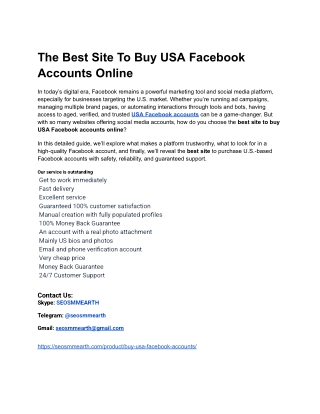 The Best Site To Buy USA Facebook Accounts  in Online
