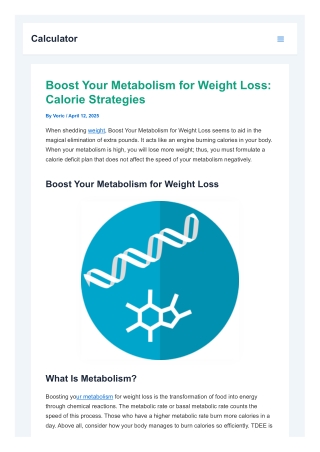Boost Your Metabolism for Weight Loss