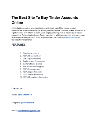 The Best Site To Buy Tinder Accounts in Online
