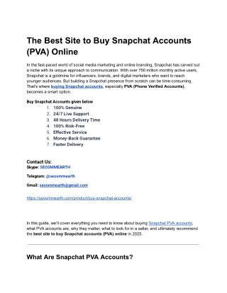 The Best Site To Buy Snapchat Accounts (PVA) in Online