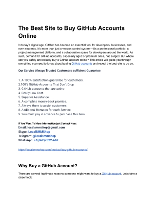 The Best Site To Buy GitHub Accounts in Online