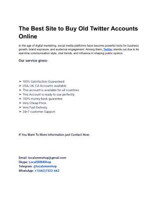 The Best Site To Buy Old Twitter Account in Online