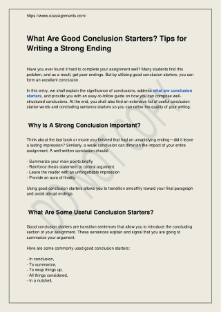 What Are Good Conclusion Starters