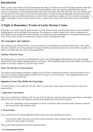A Night to Remember: Events at Lucky Dreams Casino