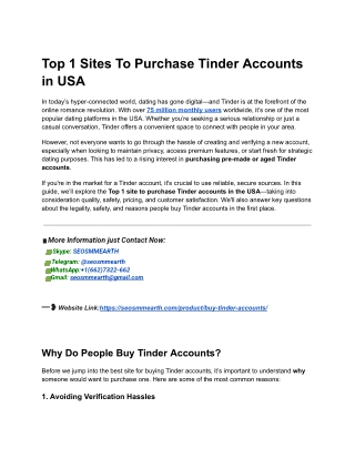 World Best Site To Buy Tinder Accounts In 2024