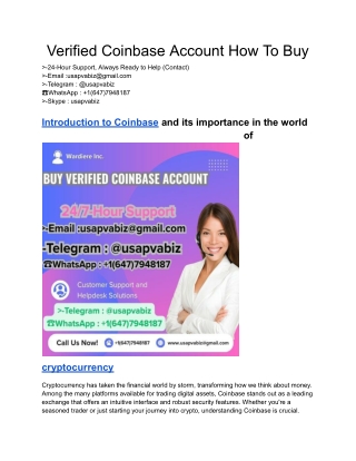 7k to Buy Verified Coinbase Account –(New or old) in 2025