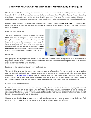 Boost Your NJSLA Scores with These Proven Study Techniques