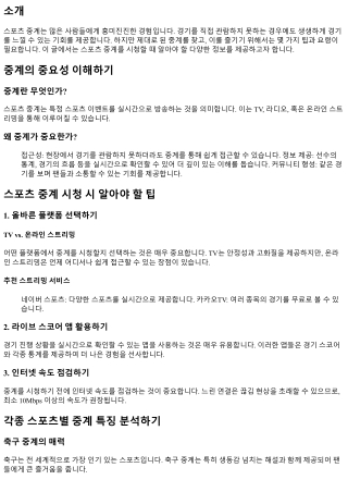 스포츠 중계 시청 시 알아야 할 팁