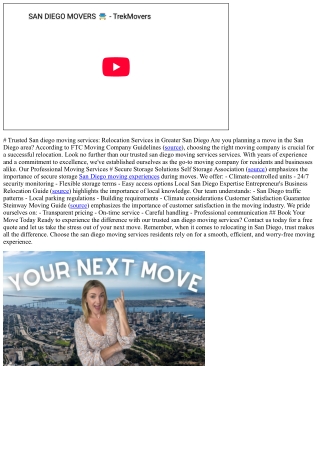 # Trusted San diego moving services: Relocation Services in Greater San Diego