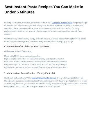 Best Instant Pasta Recipes You Can Make in Under 5 Minutes