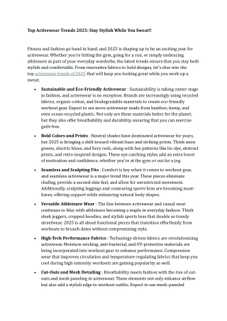 Top Activewear Trends 2025 Stay Stylish While You Sweat!!