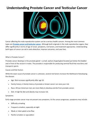 Understanding Prostate Cancer and Testicular Cancer