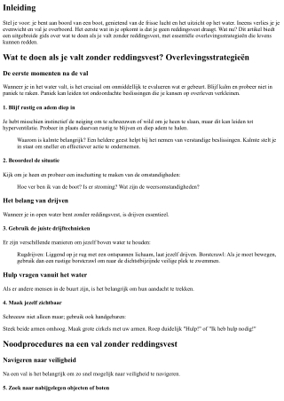 Wat te doen als je valt zonder reddingsvest? Overlevingsstrategieën