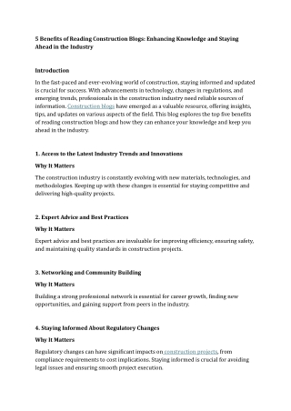 5 Benefits of Reading Construction Blogs Enhancing Knowledge and Staying Ahead in the Industry