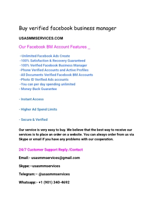 Buy verified facebook business manager