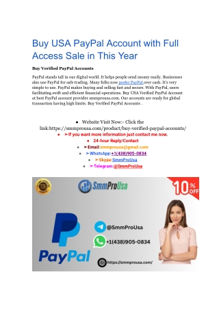 Buy USA PayPal Account with Full Access Sale in This Year