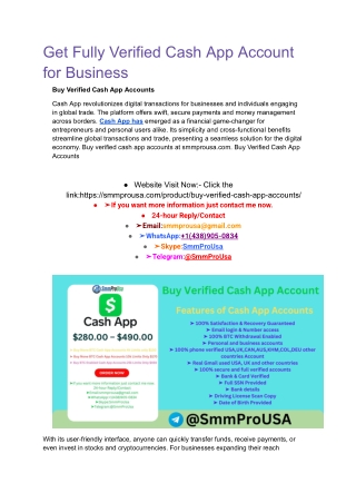 Get Fully Verified Cash App Account for Business