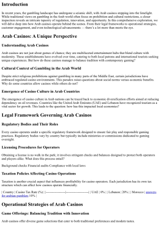 Behind the Scenes: How Arab Casinos Operate