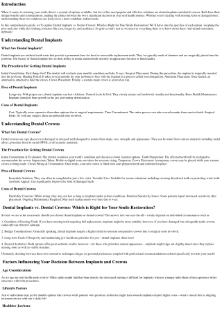 **Dental Implants vs. Dental Crowns: Which is Right for Your Smile Restoration?*