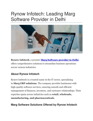 Rynow Infotech Leading Marg Software Provider in Delhi