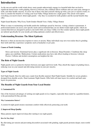Night Guard Benefits: Why Every Teeth Grinder Should Visit a Valley Village Dent