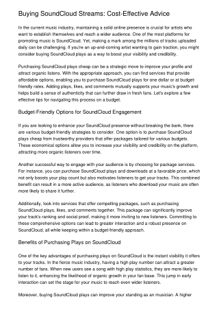 Buying SoundCloud Streams: Cost-Effective Advice