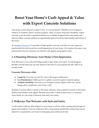 Transform Your Curb Appeal with Expert Driveway & Concrete Work | Zumbino Concre