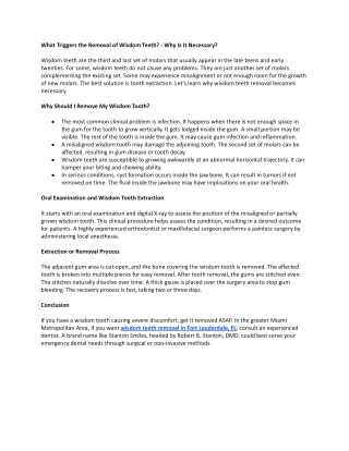 What Triggers the Removal of Wisdom Teeth? - Why Is It Necessary?