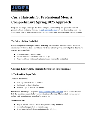 Curly Haircuts for Professional Men: A Comprehensive Spring 2025 Approach