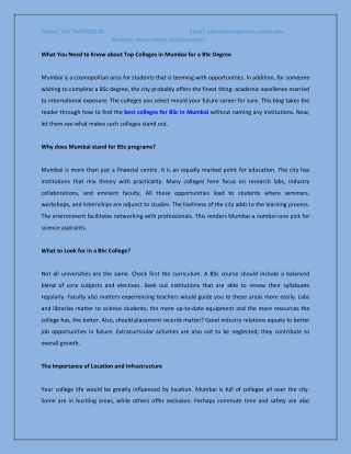 What You Need to Know about Top Colleges in Mumbai for a BSc Degree