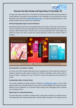 Best Smoke and Vape Shop in Thorndale, PA