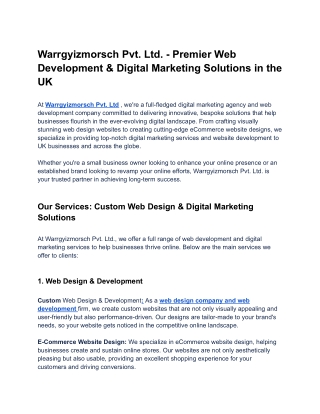 Web Development & Digital Marketing Solutions