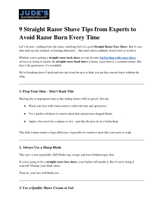 9 Straight Razor Shave Tips