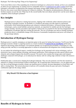 Hydrogen: The Following Big Point in Gas Engineering?