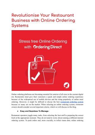 Revolutionise Your Restaurant Business with Online Ordering Systems