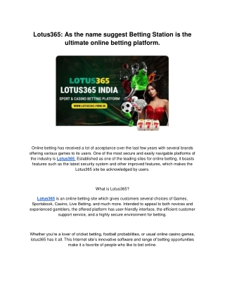Lotus365: Your Premier Online Betting Platform