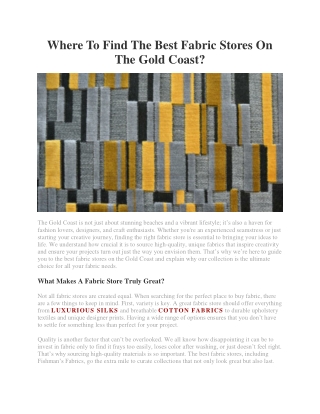 Best Fabric Stores On The Gold Coast