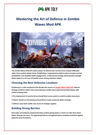 Mastering the Art of Defense in Zombie Waves Mod APK
