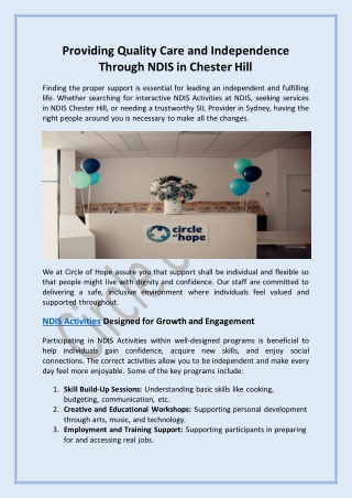 Providing Quality Care and Independence Through NDIS in Chester Hill